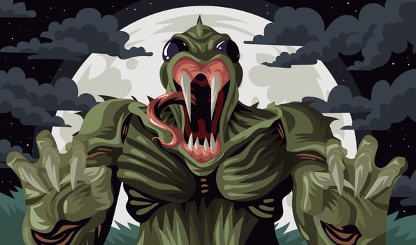 chupacabras reptile in the night vector