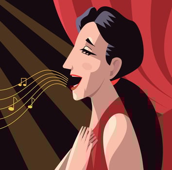Singer performing with musical notes vector