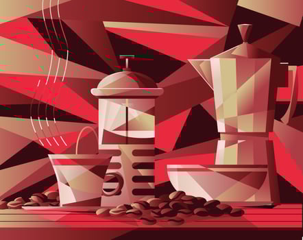 Stylish coffee brewing equipment illustration vector