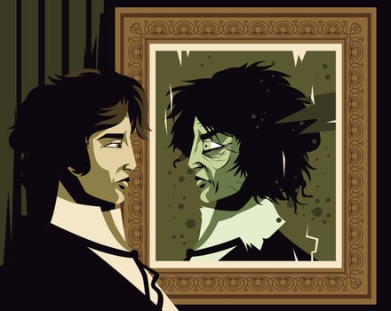 Two characters in a framed portrait vector