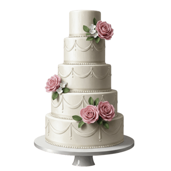 White multi tier wedding cake with decorative flowers elegant celebration png