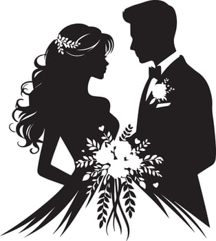 Classic Wedding Silhouette Pose vector
