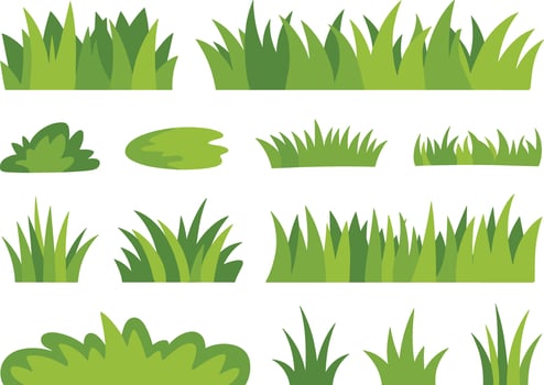 Green Grass Illustrations Set on White Background plants vector