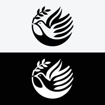 Peace dove logo design illustration with olive branch for graphic design ideas vector