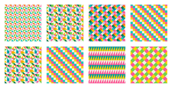 colorful geometric patterns in various designs vector