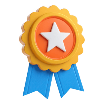 3d render of award badge with star isolated on transparent background png
