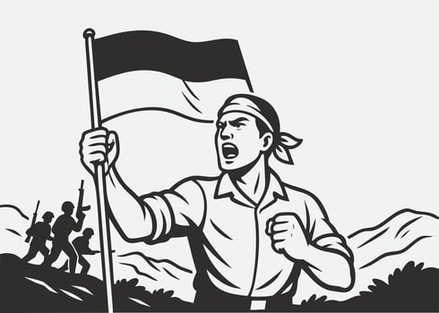 Happy national heroes day. Outline illustration vector