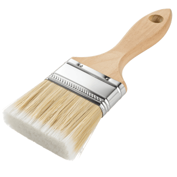 Close-up of a paintbrush with a wooden handle isolated on a transparent background. png