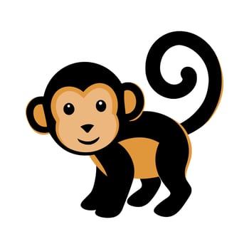 monkey clipart cartoon monkey walking with curled tail and friendly face vector