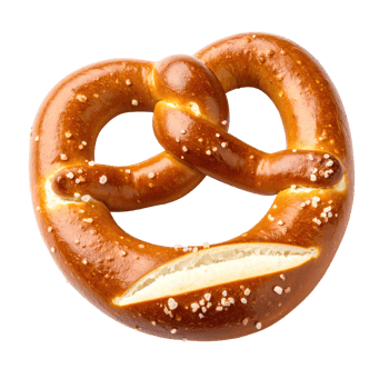 Close-up image of a pretzel isolated on a transparent background. png