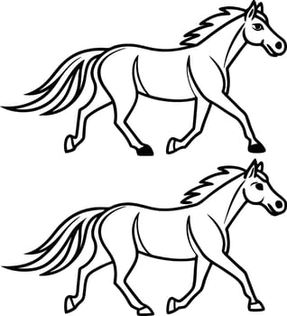 Galloping horse outline equine animal vector