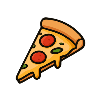 Delicious Melted Cheese Pizza Slice Cartoon Style Illustration png