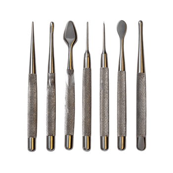 Set of dental excavators and explorers isolated on transparent background png