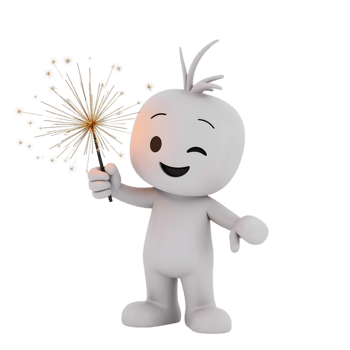 Joyful 3D Character Celebrates with Sparkler A Festive Illustration isolated on transparent background png
