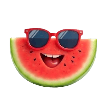 Smiling Watermelon with Sunglasses Summer Fun Fruit isolated on transparent background png