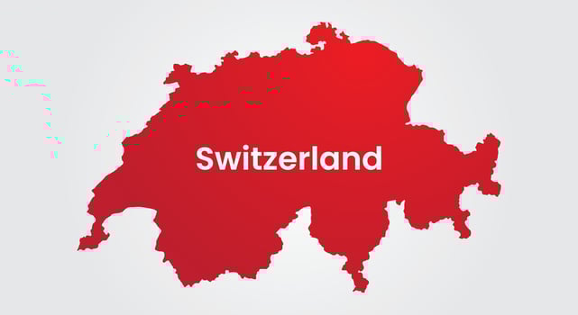 Map of Switzerland in the national flag colors red and white vector