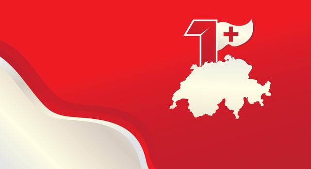 Switzerland map and flag. Swiss National Day vector
