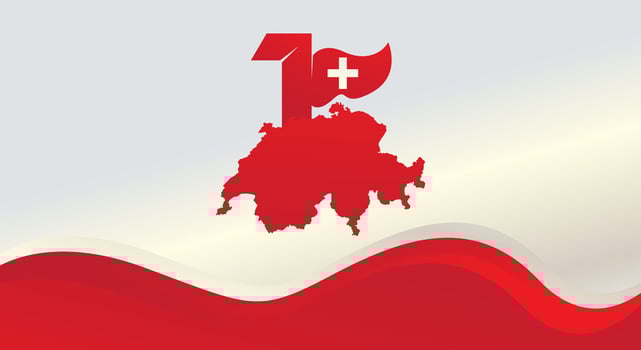 Switzerland flag map for Swiss National Day 1 August background vector