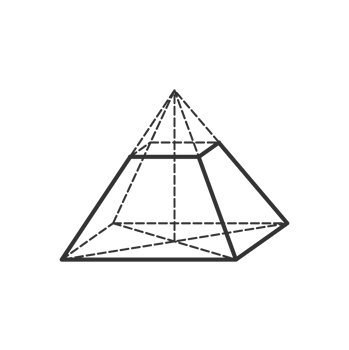 frustrum of a pyramid 3D geometric shapes in dark color and transparent background png