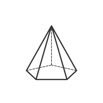 pentagon pyramid 3D geometric shapes in dark color and transparent background png