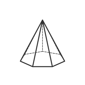 heptagon pyramid 3D geometric shapes in dark color and transparent background png