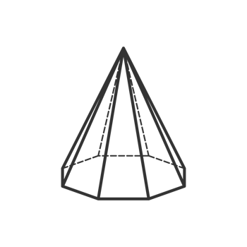 octagonal pyramid 3D geometric shapes in dark color and transparent background png
