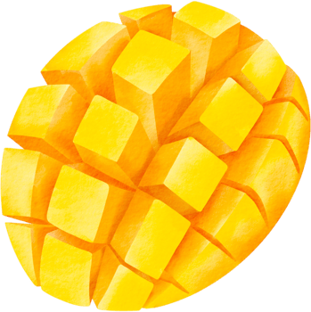 Watercolor cubed ripe mango png