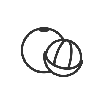 Minimalist Outline Style Orange Fruit Drawing with Half Segment Illustration png