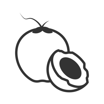 Minimalist Line Art Coconut with Half Cut Fruit Tropical Food png