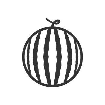 Minimalist Line Art Watermelon Fruit Icon Isolated on Black Background png