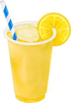 Watercolor lemonade with straw png