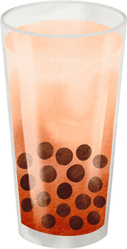 Watercolor bubble milk tea png