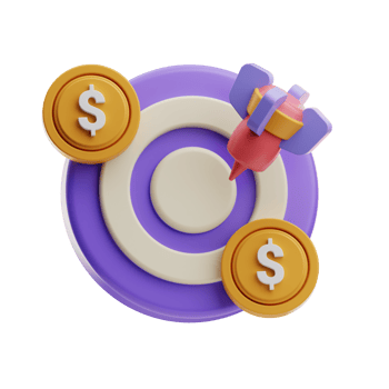 3D Illustration, character targeting marketing goals png
