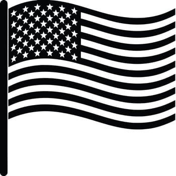 American Flag Waving Silhouette on a Standing Pole vector