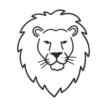 Black and white lion head outline with majestic mane vector