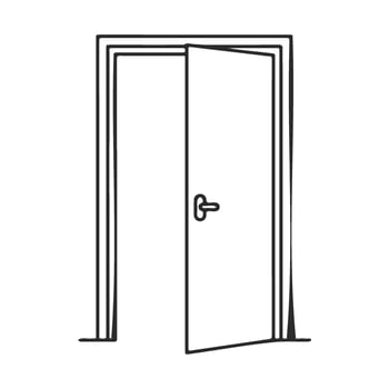 Black and white outline of an open doorway vector