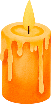 Watercolor tall candle with flame png