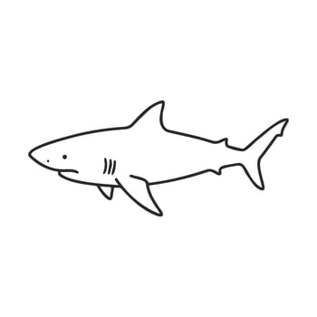Simple black and white shark outline drawing vector