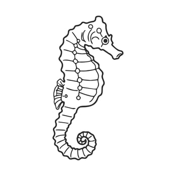 Intricate seahorse outline drawing on white background vector