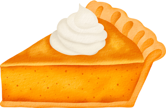 Watercolor pumpkin pie slice png