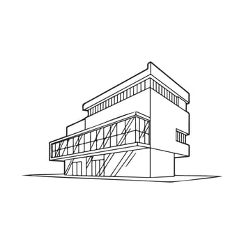 Modern minimalist architectural outline of a twoandstory building vector
