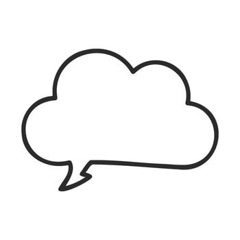 Simple speech bubble icon in black outline on white background vector