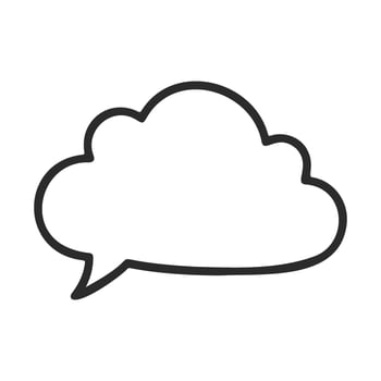 Minimalist cloudandshaped speech bubble outline on white background vector