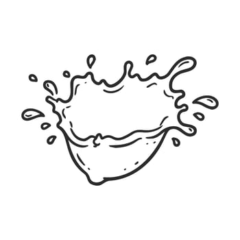 Lemon splash line art fresh citrus design with dynamic motion vector