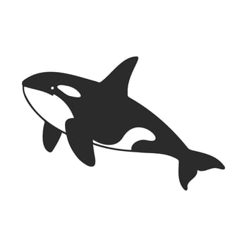 Black and white orca silhouette on white background vector