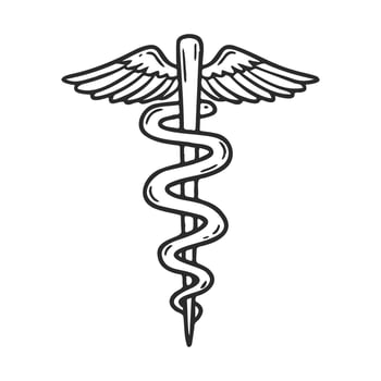 Caduceus symbol iconic medical emblem with wings and staff vector