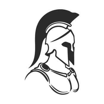 Minimalist black and white spartan warrior helmet design vector