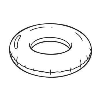 Cartoon inner tube with seams and stitches in black and white style vector