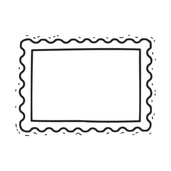 Blank postage stamp outline with decorative wavy border vector