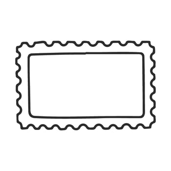 Empty postage stamp outline with wavy edges and rectangular center vector
